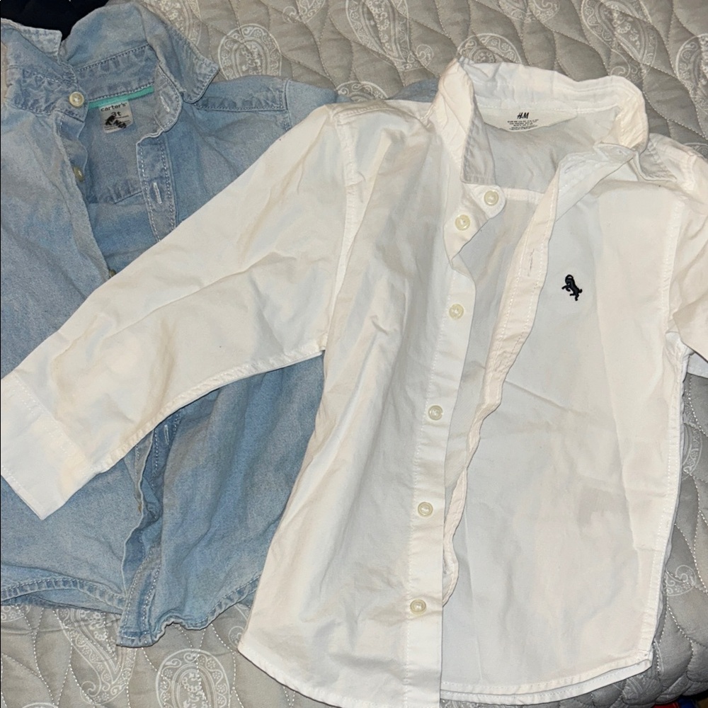 Assorted Brand White and Light Blue Kids Button-Down Shirts
